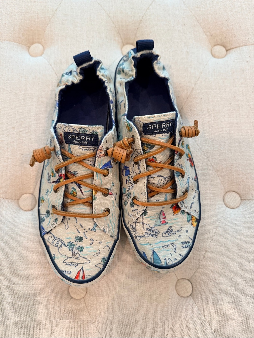Sperry Womens Canvas Nautical Print Sneakers - 10M - collector edition